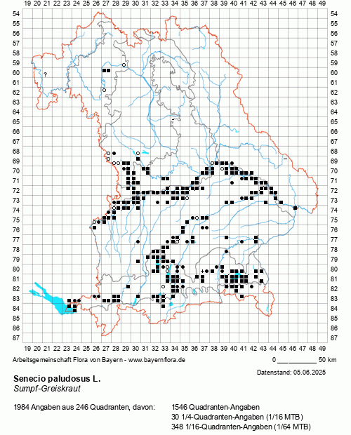 Die Verbreitungskarte zu Senecio paludosus L. wird geladen ...