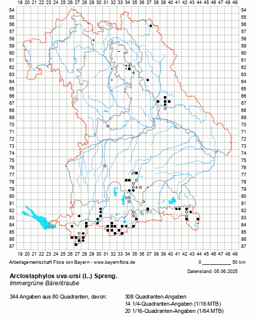 Die Verbreitungskarte zu Arctostaphylos uva-ursi (L.) Spreng. wird geladen ...