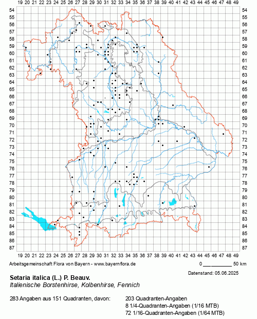 Die Verbreitungskarte zu Setaria italica (L.) P. Beauv. wird geladen ...