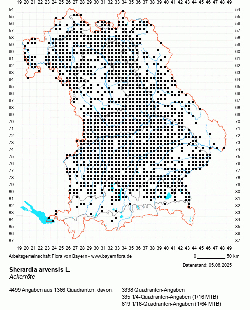 Die Verbreitungskarte zu Sherardia arvensis L. wird geladen ...