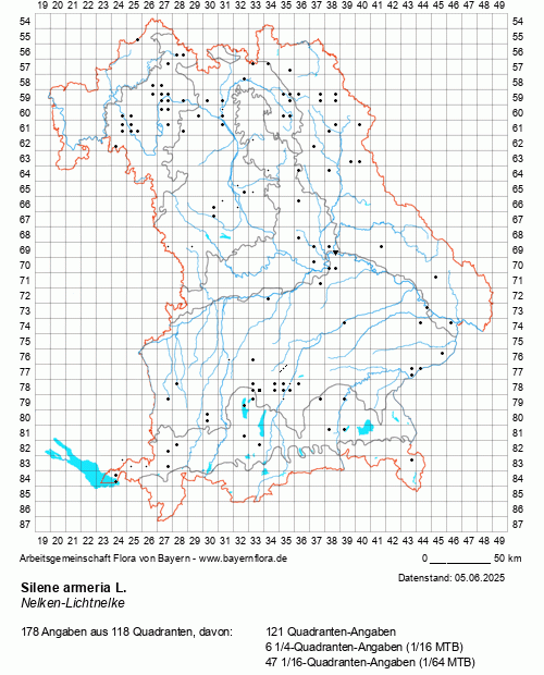Die Verbreitungskarte zu Silene armeria L. wird geladen ...