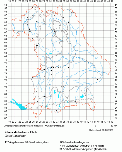 Die Verbreitungskarte zu Silene dichotoma Ehrh. wird geladen ...