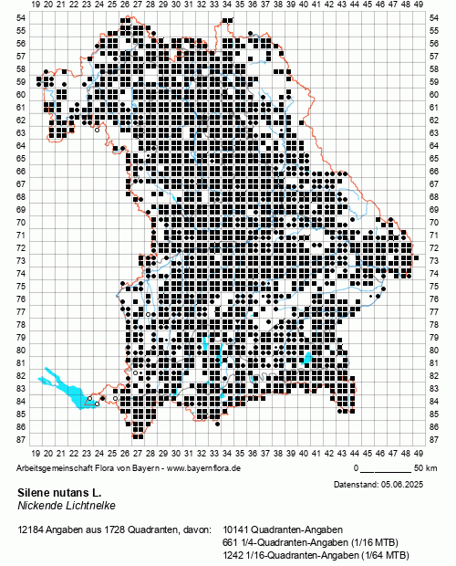 Die Verbreitungskarte zu Silene nutans L. wird geladen ...
