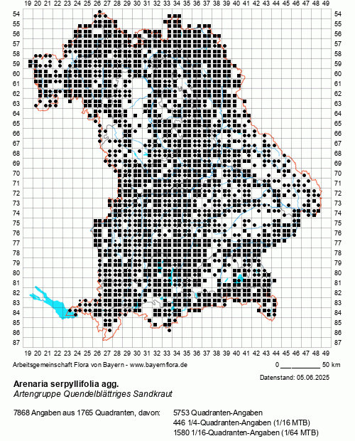 Die Verbreitungskarte zu Arenaria serpyllifolia agg. wird geladen ...