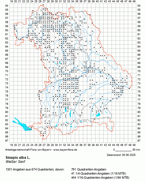 Die Verbreitungskarte zu Sinapis alba L. wird geladen ...