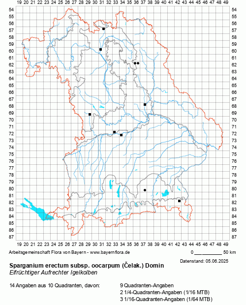 Die Verbreitungskarte zu Sparganium erectum subsp. oocarpum (Čelak.) Domin wird geladen ...