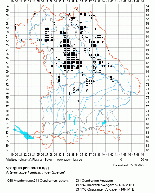 Die Verbreitungskarte zu Spergula pentandra agg. wird geladen ...