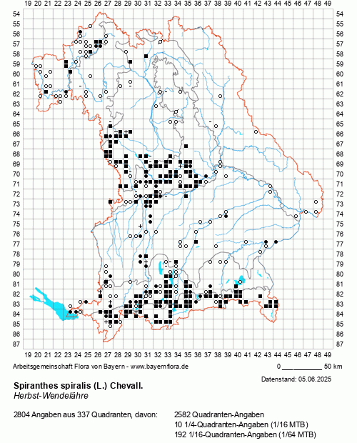 Die Verbreitungskarte zu Spiranthes spiralis (L.) Chevall. wird geladen ...