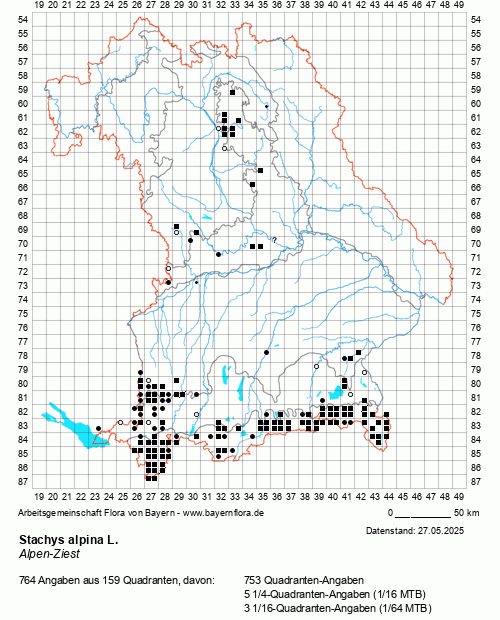 Die Verbreitungskarte zu Stachys alpina L. wird geladen ...