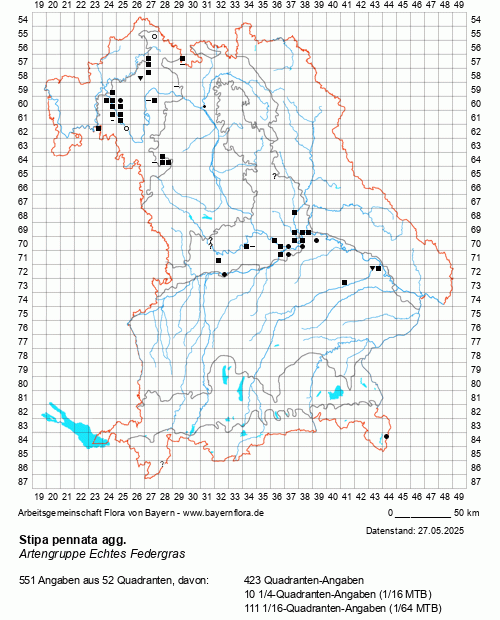 Die Verbreitungskarte zu Stipa pennata agg. wird geladen ...
