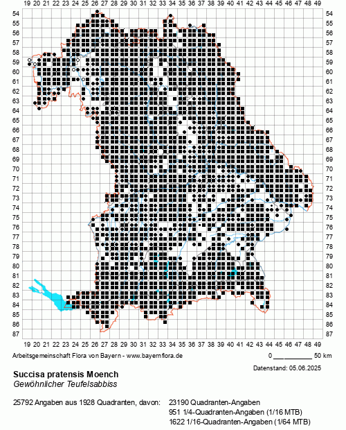 Die Verbreitungskarte zu Succisa pratensis Moench wird geladen ...