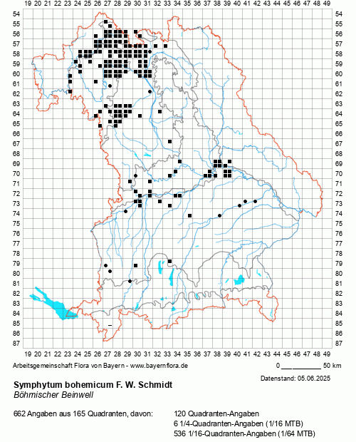 Die Verbreitungskarte zu Symphytum bohemicum F. W. Schmidt wird geladen ...