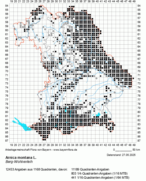Die Verbreitungskarte zu Arnica montana L. wird geladen ...