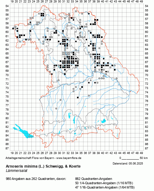 Die Verbreitungskarte zu Arnoseris minima (L.) Schweigg. & Koerte wird geladen ...