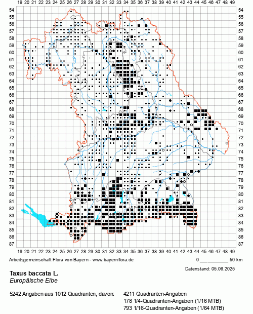 Die Verbreitungskarte zu Taxus baccata L. wird geladen ...
