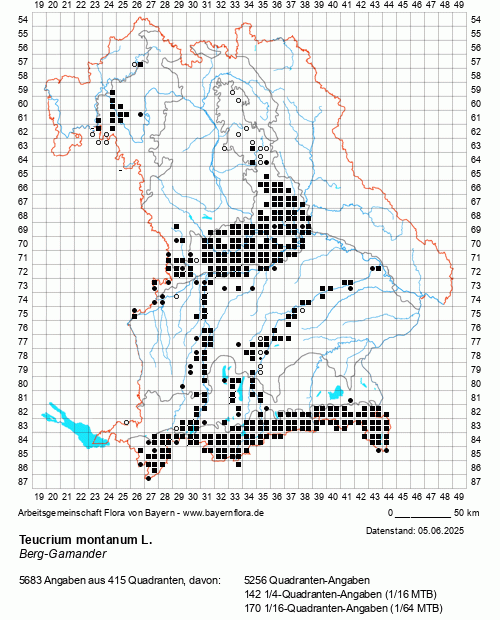 Die Verbreitungskarte zu Teucrium montanum L. wird geladen ...