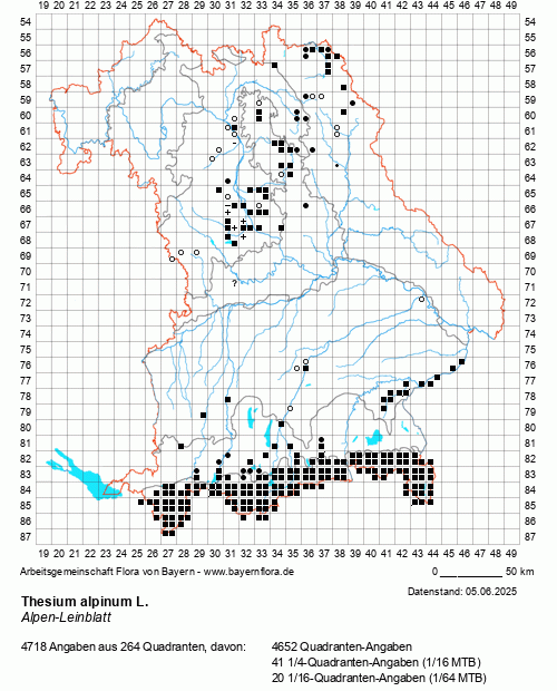 Die Verbreitungskarte zu Thesium alpinum L. wird geladen ...
