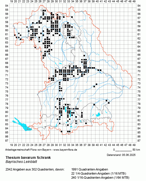 Die Verbreitungskarte zu Thesium bavarum Schrank wird geladen ...