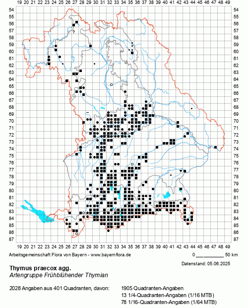 Die Verbreitungskarte zu Thymus praecox agg. wird geladen ...