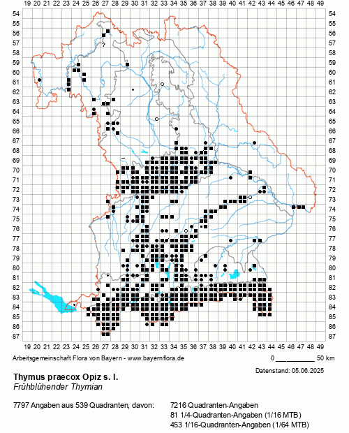 Die Verbreitungskarte zu Thymus praecox Opiz s. l. wird geladen ...