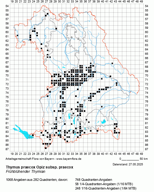 Die Verbreitungskarte zu Thymus praecox Opiz subsp. praecox wird geladen ...