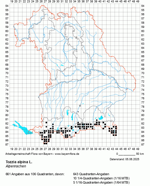 Die Verbreitungskarte zu Tozzia alpina L. wird geladen ...