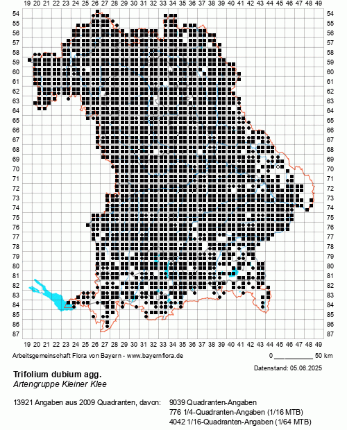 Die Verbreitungskarte zu Trifolium dubium agg. wird geladen ...