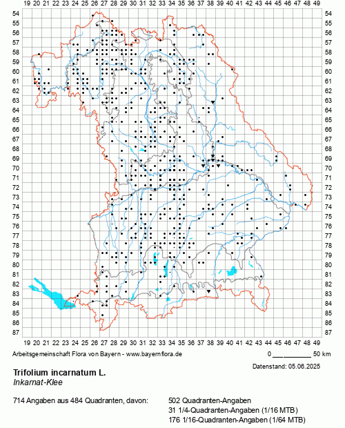 Die Verbreitungskarte zu Trifolium incarnatum L. wird geladen ...