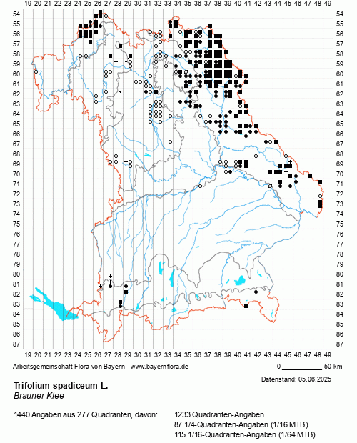 Die Verbreitungskarte zu Trifolium spadiceum L. wird geladen ...