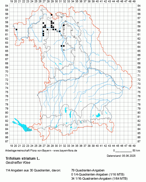 Die Verbreitungskarte zu Trifolium striatum L. wird geladen ...