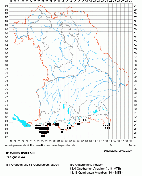 Die Verbreitungskarte zu Trifolium thalii Vill. wird geladen ...