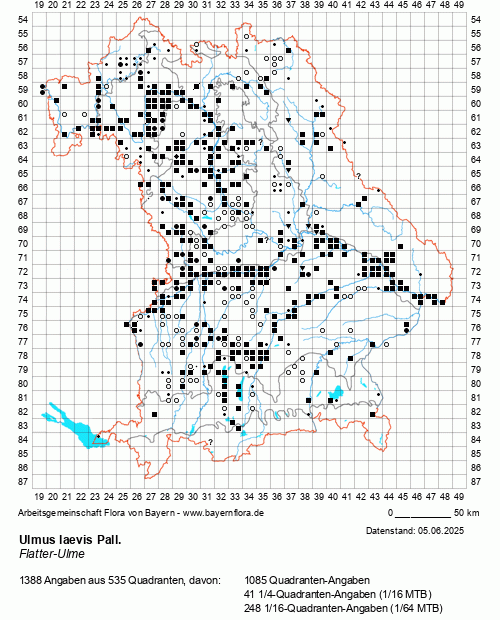 Die Verbreitungskarte zu Ulmus laevis Pall. wird geladen ...