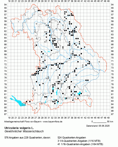 Die Verbreitungskarte zu Utricularia vulgaris L. wird geladen ...