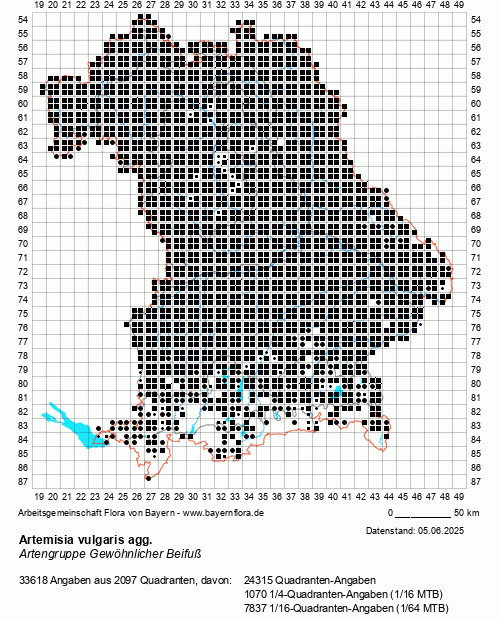Die Verbreitungskarte zu Artemisia vulgaris agg. wird geladen ...