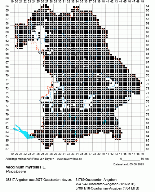Die Verbreitungskarte zu Vaccinium myrtillus L. wird geladen ...