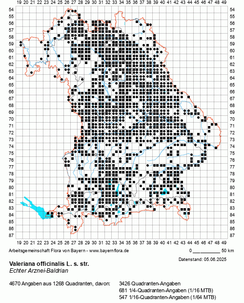 Die Verbreitungskarte zu Valeriana officinalis L. s. str. wird geladen ...