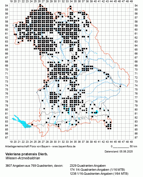 Die Verbreitungskarte zu Valeriana pratensis Dierb. wird geladen ...
