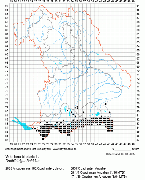 Die Verbreitungskarte zu Valeriana tripteris L. wird geladen ...