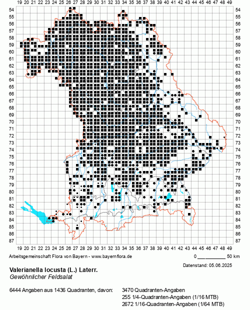 Die Verbreitungskarte zu Valerianella locusta (L.) Laterr. wird geladen ...