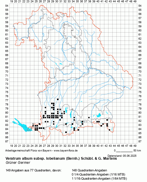 Die Verbreitungskarte zu Veratrum album subsp. lobelianum (Bernh.) Schübl. & G. Martens wird geladen ...