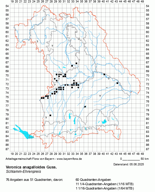 Die Verbreitungskarte zu Veronica anagalloides Guss. wird geladen ...