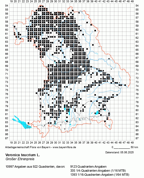 Die Verbreitungskarte zu Veronica teucrium L. wird geladen ...