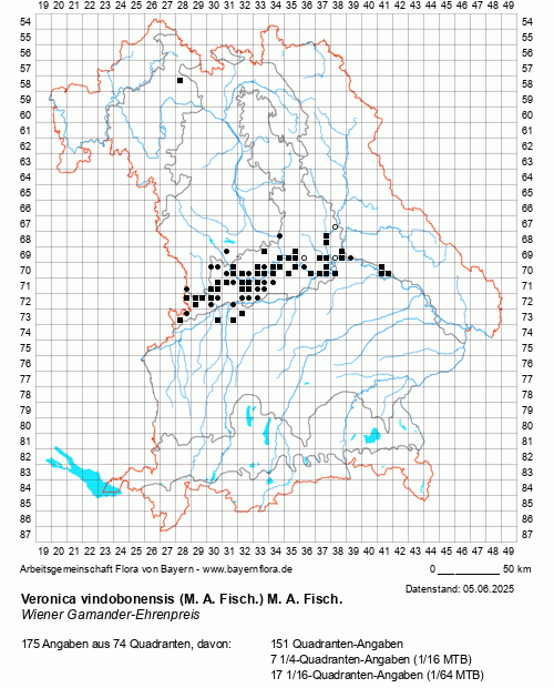 Die Verbreitungskarte zu Veronica vindobonensis (M. A. Fisch.) M. A. Fisch. wird geladen ...