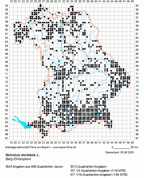Die Verbreitungskarte zu Veronica montana L. wird geladen ...