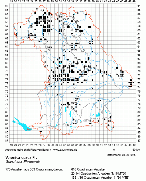 Die Verbreitungskarte zu Veronica opaca Fr. wird geladen ...