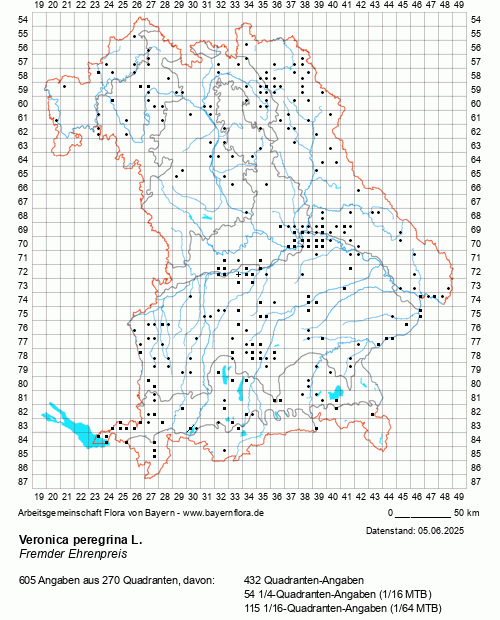 Die Verbreitungskarte zu Veronica peregrina L. wird geladen ...