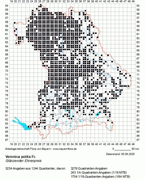 Die Verbreitungskarte zu Veronica polita Fr. wird geladen ...