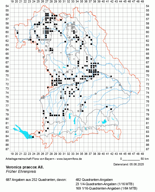Die Verbreitungskarte zu Veronica praecox All. wird geladen ...