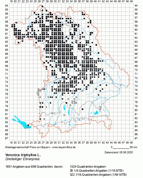 Die Verbreitungskarte zu Veronica triphyllos L. wird geladen ...