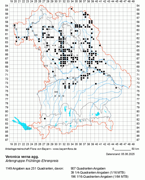 Die Verbreitungskarte zu Veronica verna agg. wird geladen ...